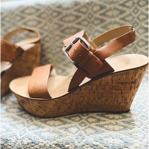 Marc Fisher Platform Leather Cork Platform Heels